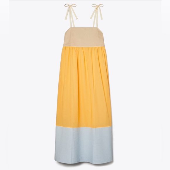 NWT Tory Burch Colorblock Tie-Shoulder Maxi Dress - Picture 4 of 8